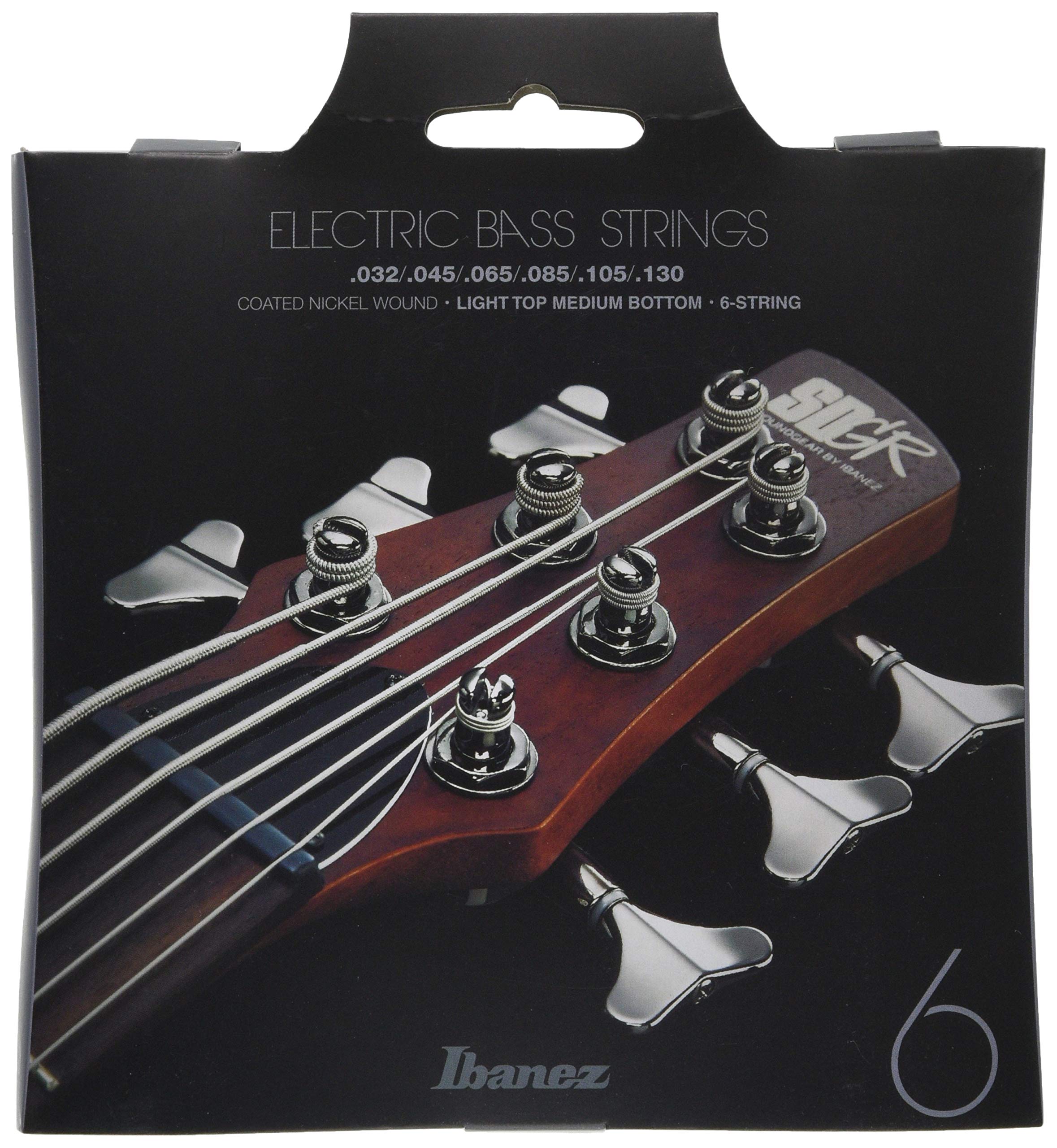 Ibanez, 6 Nickel Bass Guitar Strings-Light Top Medium Bottom, Silver, (IEBS6C)