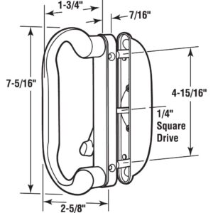 Prime-Line C 1277 Diecast, White, Patio Door Handle Set, Square Drive Center Lever, Used for Roto (Single Pack)