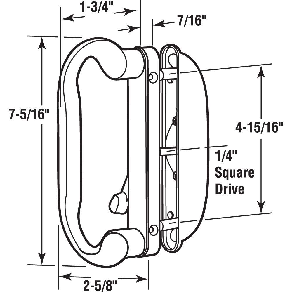 Prime-Line C 1277 Diecast, White, Patio Door Handle Set, Square Drive Center Lever, Used for Roto (Single Pack)