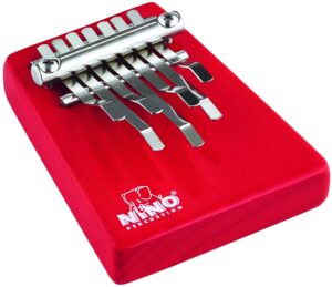 nino percussion kids' kalimba with five chrome plated steel keys, medium size-not made in china-radiata pine, for classroom music or playing at home, 2-year warranty (nino964r)