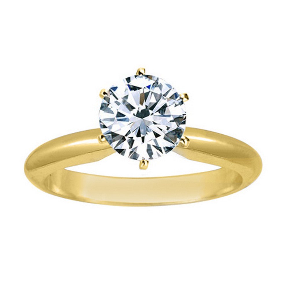 1/2 Carat Round Brilliant Cut/Shape 14K Yellow Gold Solitaire Diamond Engagement Ring 6 Prong (I-J Color, I1-I2, 0.50 cts)