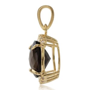 Silvershake 4ct. 11mm Natural Round Shape Smoky Quartz and Topaz 14K Yellow Gold Plated 925 Sterling Silver Pendant