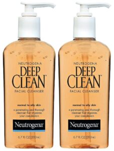 neutrogena deep clean daily facial cleanser with beta hydroxy acid for normal to oily skin, alcohol-free, oil-free & non-comedogenic, 6.7 fl. oz (pack of 2)