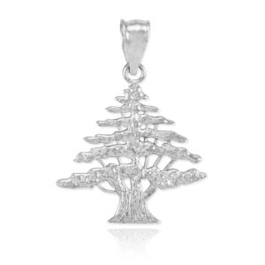 Middle Eastern Jewelry Polished 925 Sterling Silver Cedar Tree Charm Pendant