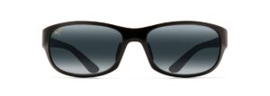 maui jim twin falls w/ patented polarizedplus2 lenses polarized lifestyle sunglasses, gloss black fade/neutral grey polarized, medium