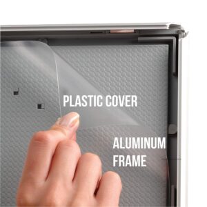 M&T Displays Opti Snap Poster Frame 5x7 Inch with Back Support Silver 0.55" Aluminum Profile Front Loading Photo Picture Document Certificate Sign Holder Mitered Corner Anti Glare Cover