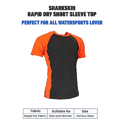 Sharkskin Rapid Dry Long Sleeve Top, Lightweight Swimsuit Top with Rash Guard and Sun Protection, Charcoal/Orange, X-Large