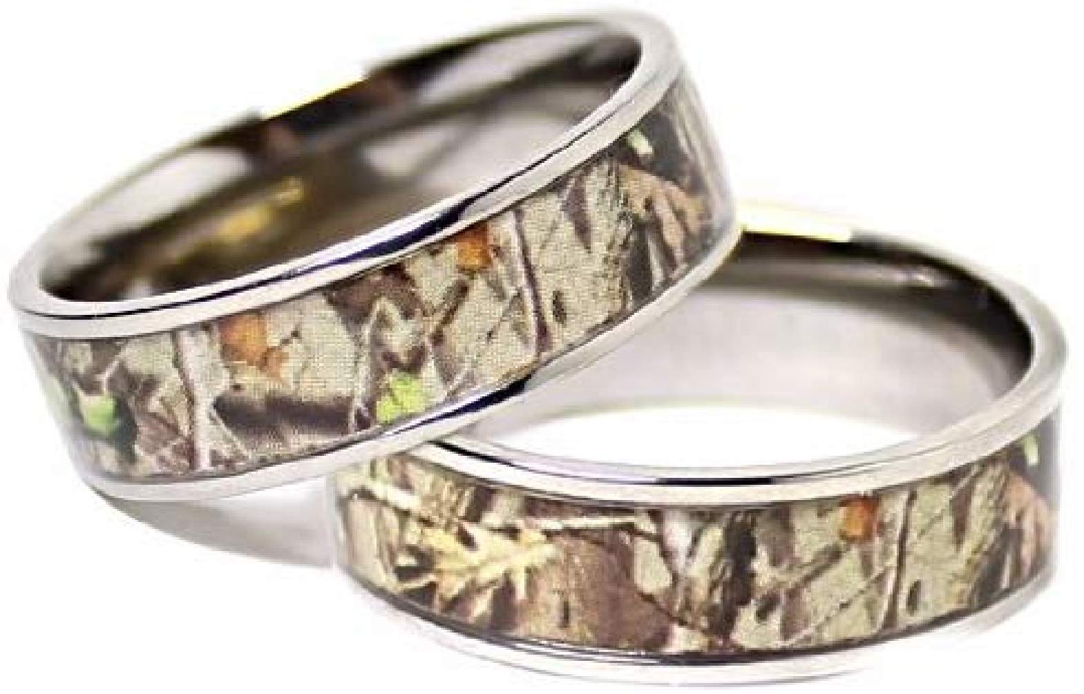 His & Hers Camo Wedding Ring Sets - Camo Wedding Band - Engagement Ring Set - Wedding Rings - Wedding Rings - Camo Rings for Women - Camo Rings for Men - Wedding Ring - His and Hers Rings