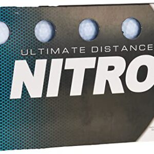 Nitro Long Distance High-Durability Golf Balls (15PK) All Levels Ultimate Distance Titanium Core High Velocity Great Stop & Sticking Ability Golf Balls USGA Approved-Total of 15-White