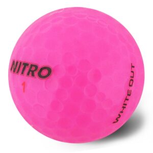 Nitro Long Distance Peak Performance Golf Balls (15PK) All Levels White Out 70 Compression High Velocity White Hot Core Long Distance Golf Balls USGA Approved-Total of 15-Hot Pink