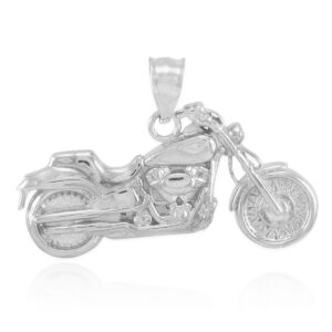 Sterling Silver Polish Biker Charmed Biker Charm Motorcycle Pendant