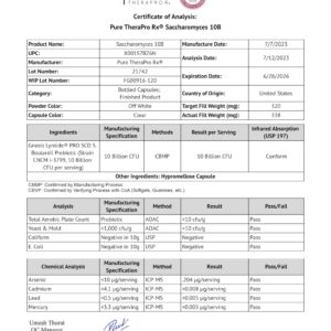 Saccharomyces 10B - Saccharomyces Boulardii, 10 Billion CFU Per Serving, Patented Strain: Lynside CNCM I-3799, Probiotic Capsules, Probiotics for Men and Women - 120 Count