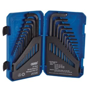 draper 30 piece hexagon allen key set - metric/af combined long pattern with case 33894