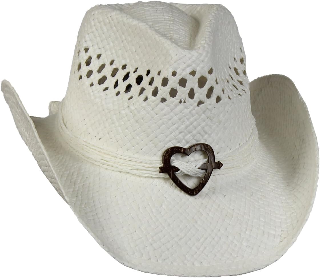 Vamuss Women's Cowboy Hat with Heart, White, One Size