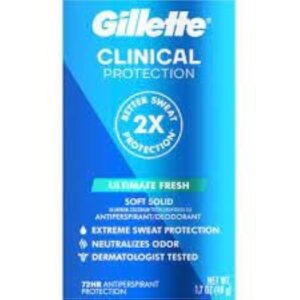 gillette clinical anti-perspirant deodorant, ultimate fresh advanced solid 1.70 oz (pack of 6)