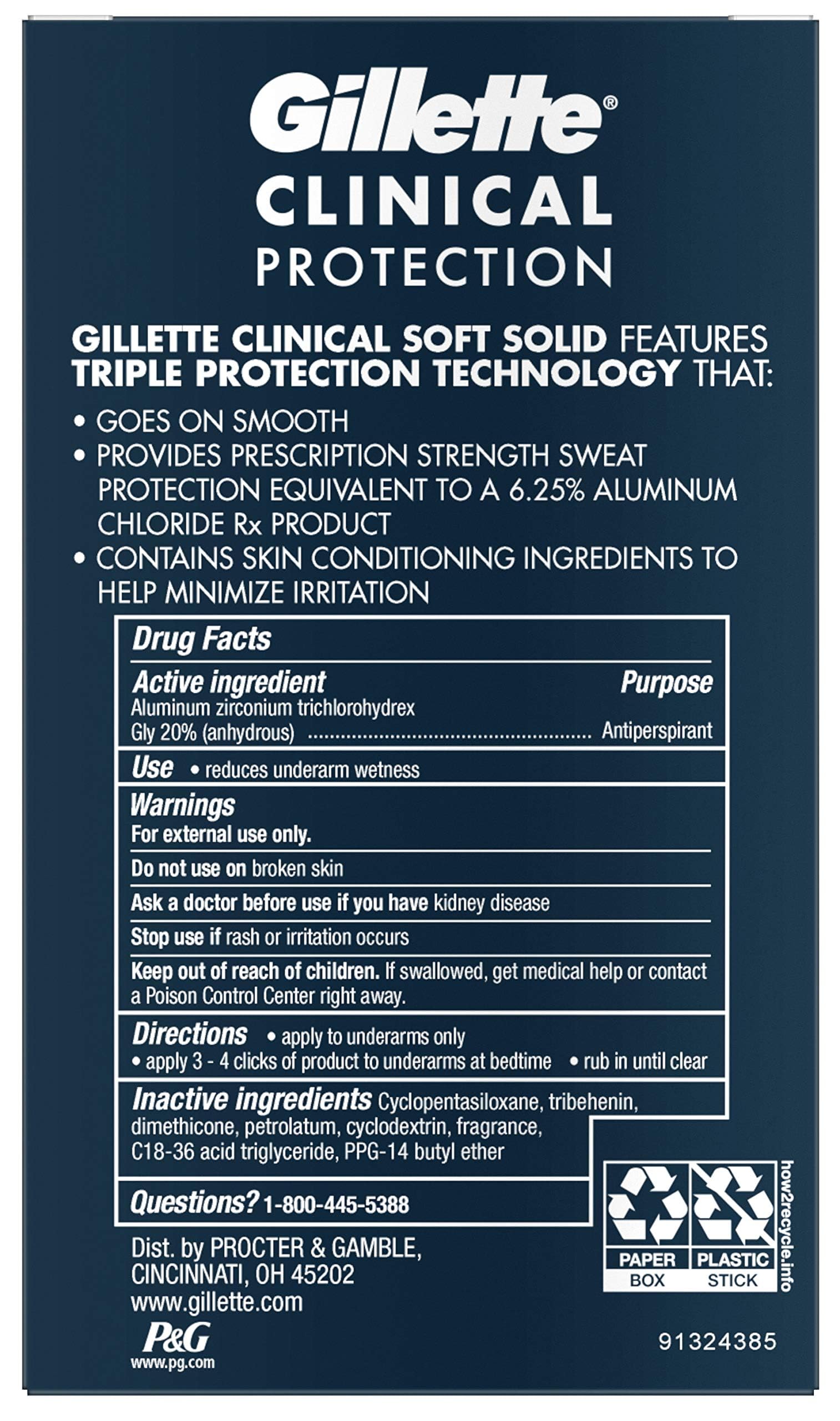 Gillette Clinical Anti-Perspirant Deodorant, Ultimate Fresh Advanced Solid 1.70 oz (Pack of 6)