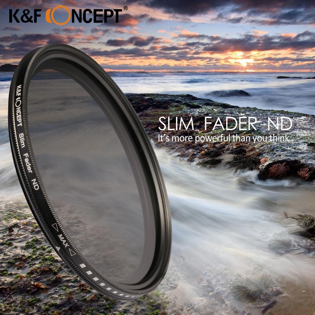 K&F Concept 43mm Slim Fader Variable ND2-ND400 Neutral Density Adjustable ND ND2 ND4 ND8 ND16 to ND400 Lens Filter Kit + Microfiber Cleaning Cloth for DSLR Cameras