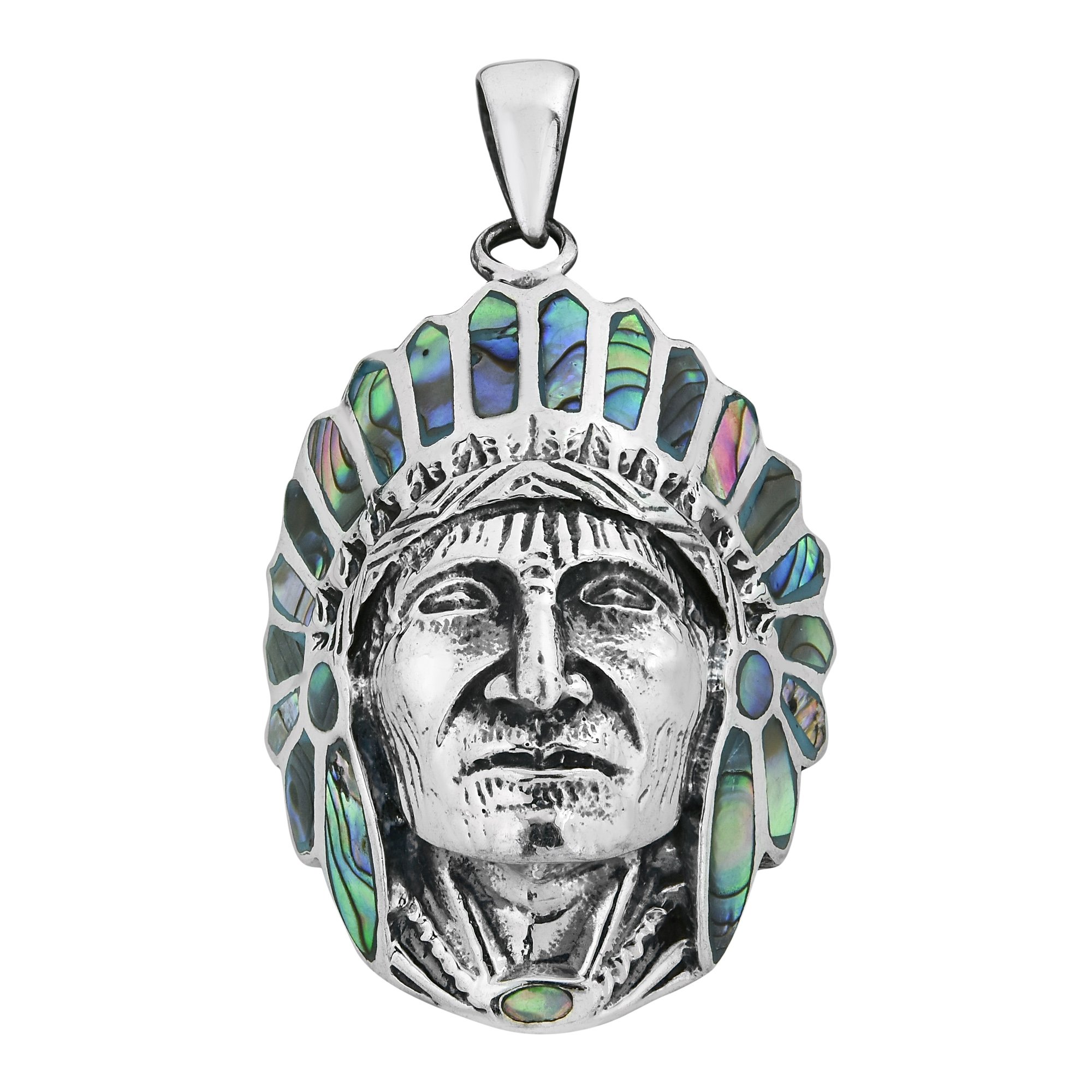 AeraVida .925 Sterling Silver Abalone Shell Native American Style Pendant