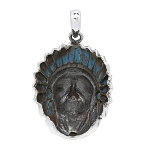 AeraVida Stylish Native American Style Simulated Blue Turquoise .925 Sterling Silver Pendant | Casual Pendant Unisex Jewelry | Jewelry Gift