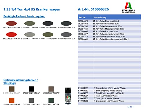 Italeri 510000326 – 1: 35 1/4 Ton 4x4 Ambulance Jeep