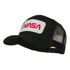 e4Hats.com NASA Logo Embroidered Patched Mesh Back Cap - Black OSFM