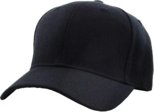 kby-fitted blk (7 5/8) plain blank curved brim fitted baseball cap hat unisex