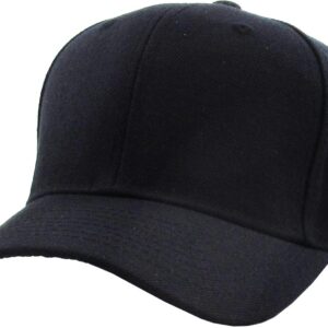 KBY-Fitted BLK (7 5/8) Plain Blank Curved Brim Fitted Baseball Cap Hat Unisex