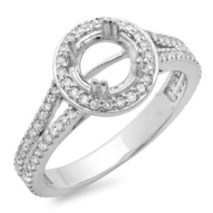 Dazzlingrock Collection 0.50 Carat (Cttw) 14K Round Diamond Women Semi Mount Ring 1/2 CT (No Center Stone), White Gold, Size 7