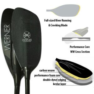 Werner Sho-Gun Carbon Straight Shaft Whitewater Kayak Paddle-197cm