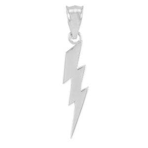 polished 10k white gold lightning bolt charm pendant