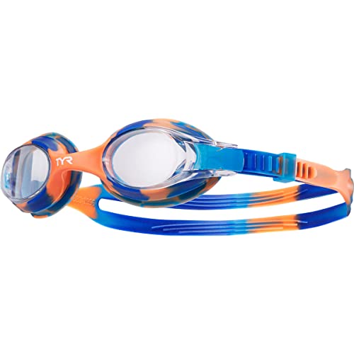 TYR Swimple Tie Dye Youth Swim Goggles, Blue/Green, Ages 3-10