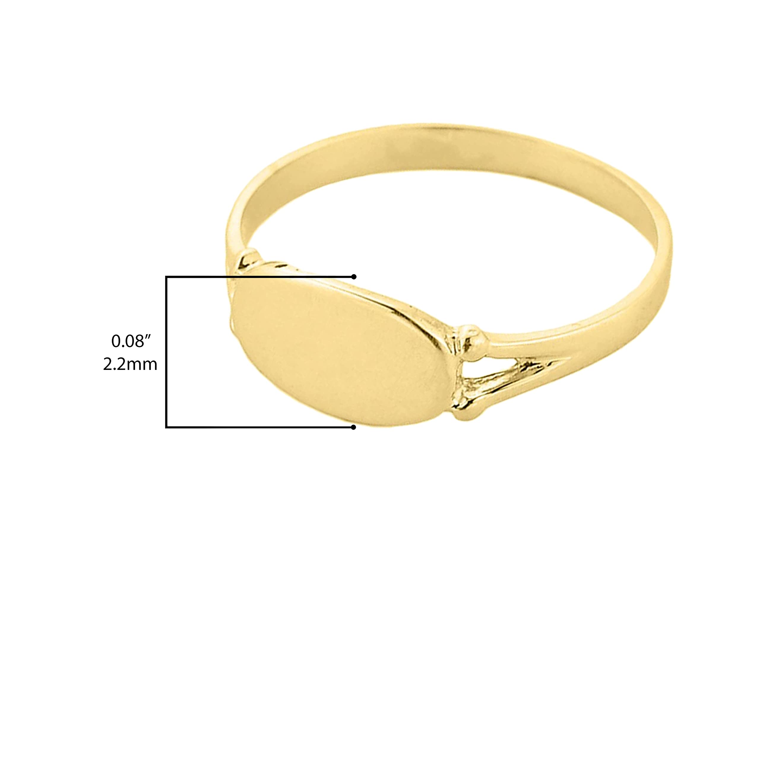 Modern Contemporary Rings 10K Yellow Gold Women’s Customizable Engravable Oval Top Split Shank Tapered Band Signet Ring - Size 6