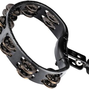 Meinl Percussion HTMT2BK Mountable ABS Plastic Tambourine with Guiro Style Frame, Double Row Steel Jingles