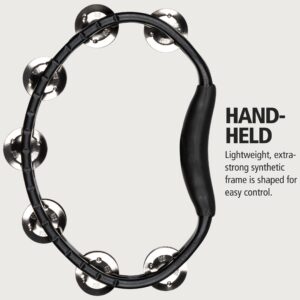 Meinl Percussion HTMT1BK Handheld ABS Plastic Tambourine with Guiro Style Frame, Single Row Steel Jingles,Black