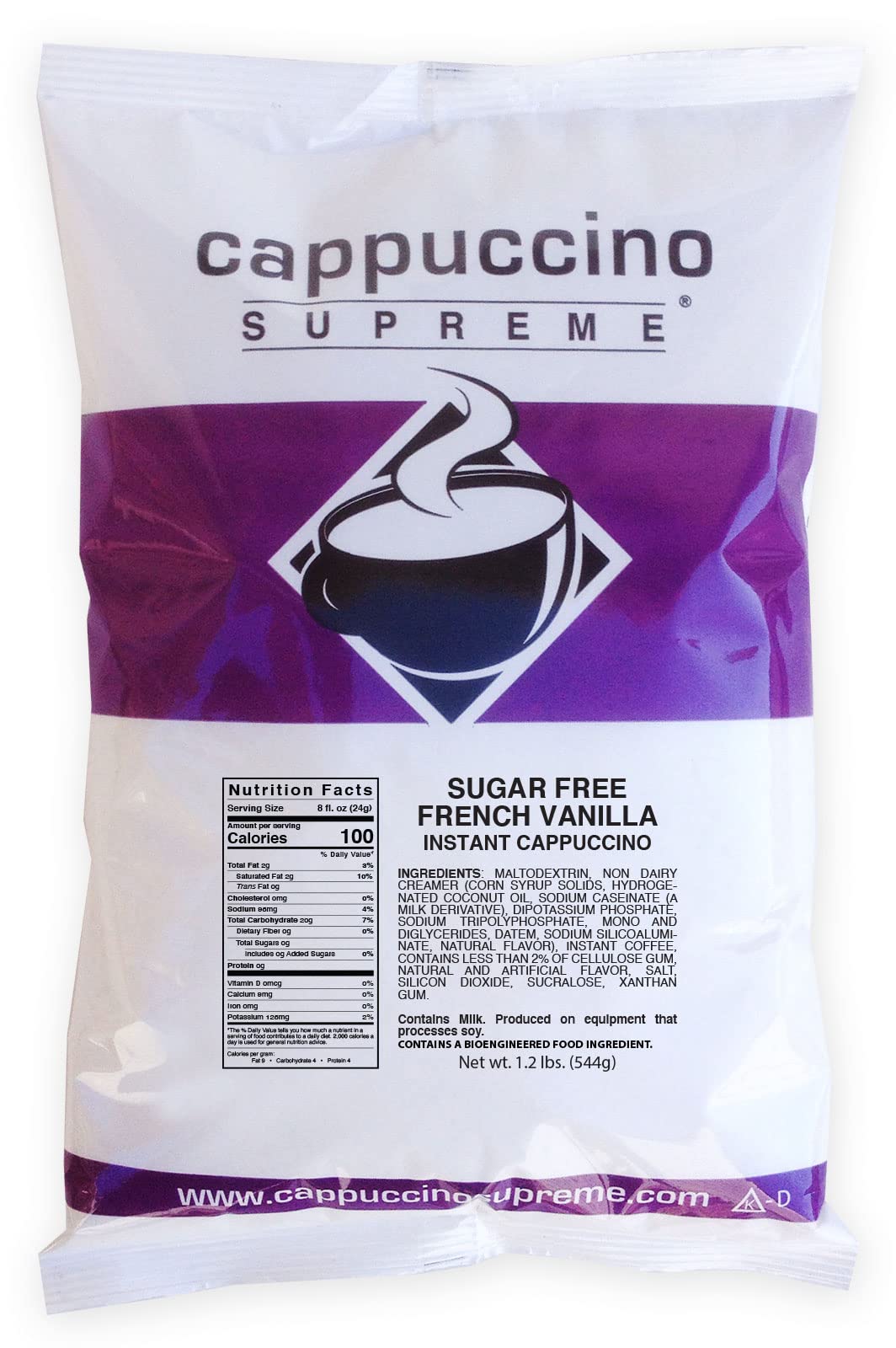 Cappuccino Supreme 1.2 lb bag Sugar Free French Vanilla Instant Cappuccino Mix