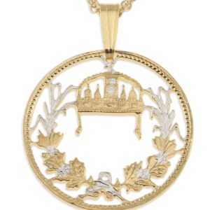 The Difference World Coin Jewelry Hungary Pendant & Necklace, Crown of Saint Stevens Necklace