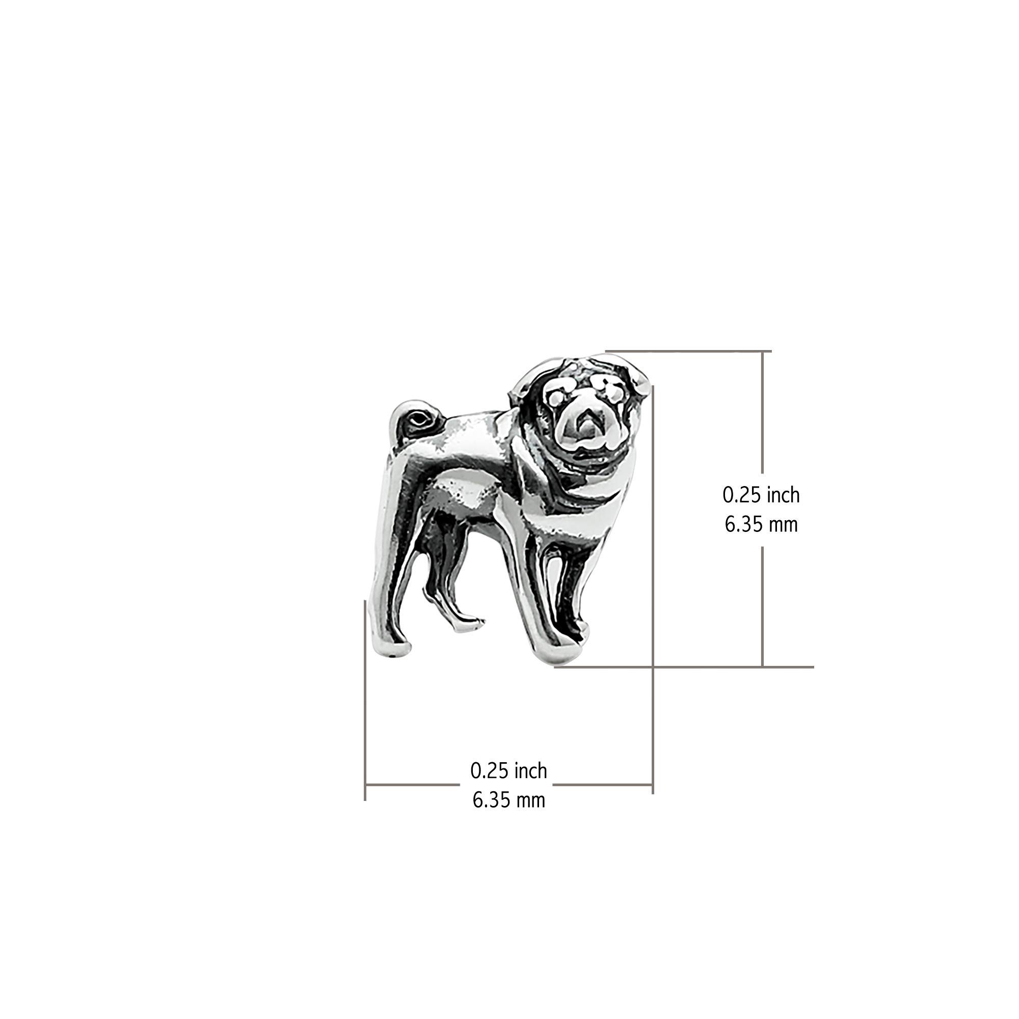 Boma Jewelry Sterling Silver Pug Dog Stud Earrings