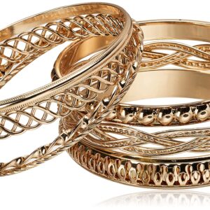 GUESS "Basic" Gold 7 Piece Mixed Bangle Bracelet