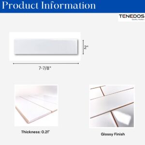 White Subway Tile Gloss Finish 2" X 8" ( 60 pieces- Box of 6.5 Sqft), Wall Tile, Backsplash Tile, Bathroom Tile, Designed in Italy