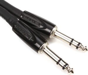 roland black series interconnect cable, 1/4-inch trs to 1/4-inch trs, balanced, 5-feet