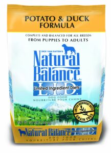 natural balance limited ingredient diets dry dog food, grain free, potato and duck formula, 4.5-pound