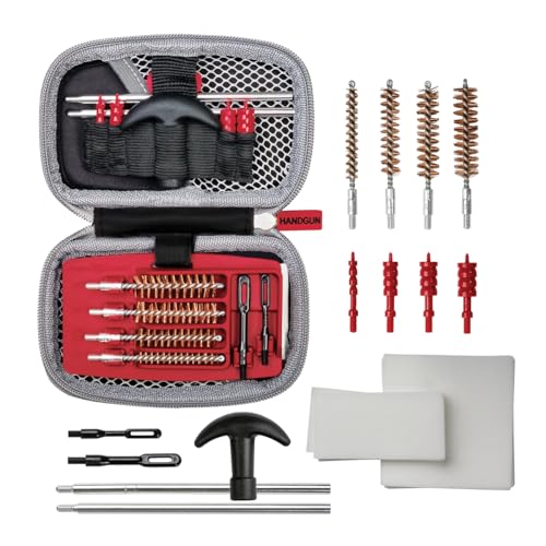 Real Avid Handgun Cleaning Kit: All in One 13 Piece Pistol Cleaning Kit With Cleaning Rod, Bore Brushes, Gun Cleaning Jags & Gun Cleaning Patches For .22 .357 9MM .38 .40 .44 & .45 Caliber Handguns