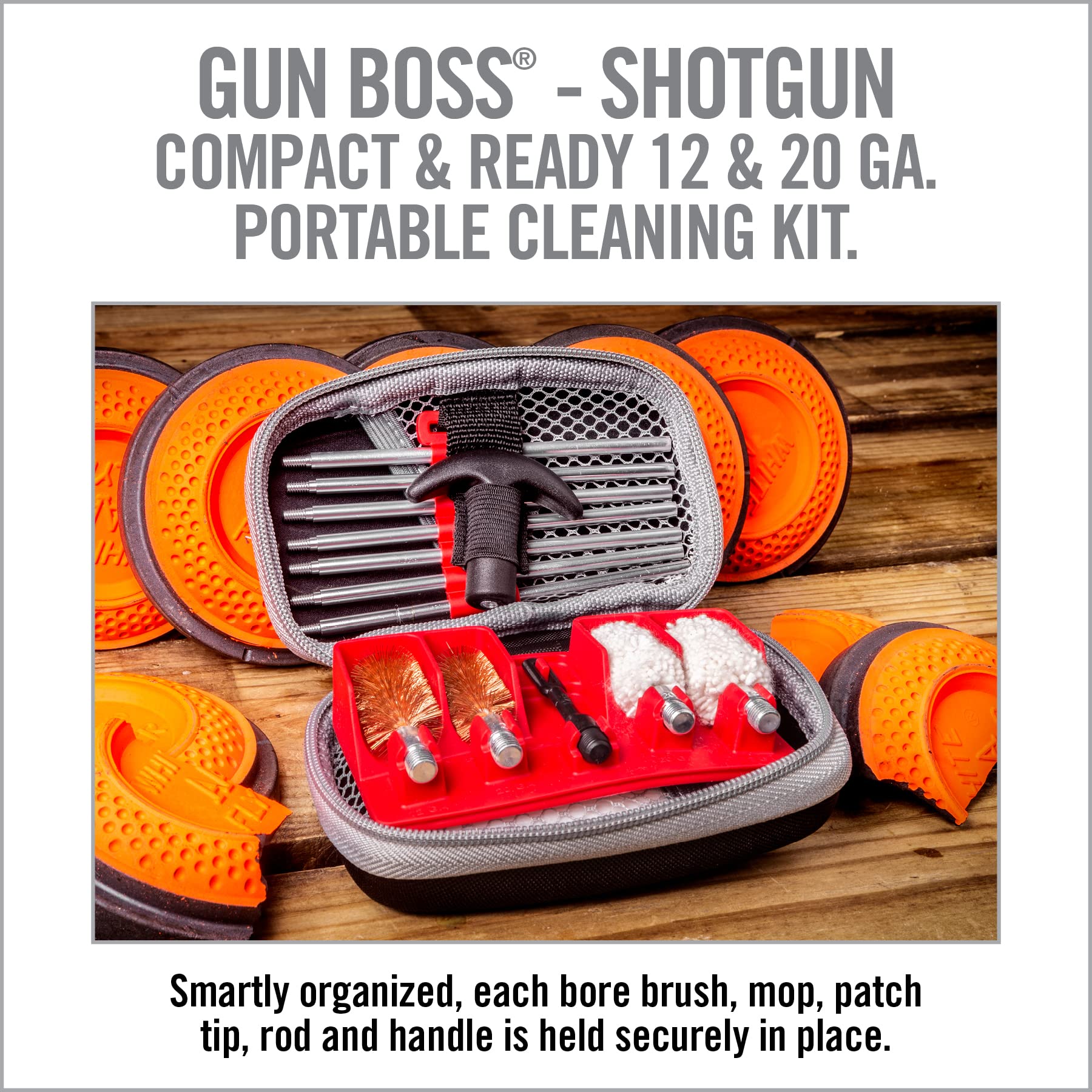 Real Avid Shotgun Cleaning Kit I 12 Gauge and 20 Gauge Cleaning Kit I Portable Shot Gun Trap Shooting Accessories Pouch Kit with Gun Cleaning Supplies,black