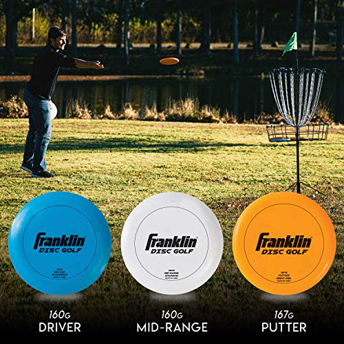 Franklin Sports Pro Disc Golf Discs Set - Equipment Starter Kit- Driver, Mid-Range, Putter Discs Included - Full Frolf - Professional Set