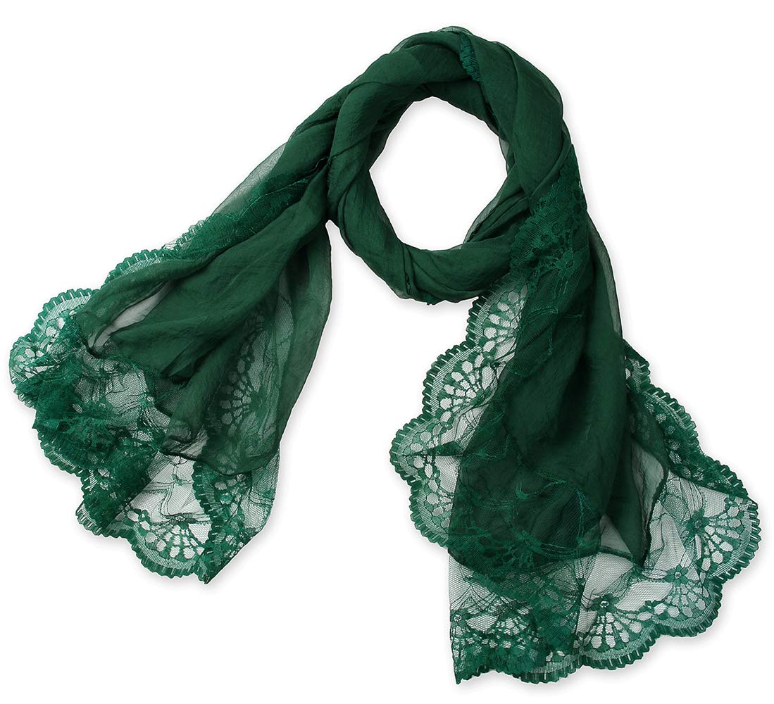 corciova Chiffon Extra Long Dark Emerald Green Sheer Head Silk Scarf Lightweight Evening Pashmina Shawl and Wrap for Women