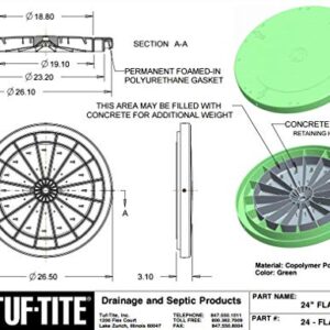 TUF-Tite 24" Heavy Duty Flat Riser Lid for TUF-Tite Risers or Corrugated Pipe Risers, Green