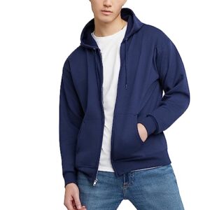 Hanes Men's Full-Zip Eco-Smart Hoodie, Navy, Large