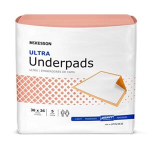 McKesson Ultra Underpads, Adult Incontinence Bed Pads, Chux, Disposable, Heavy Absorbency, 36 in x 36 in, 50 Count