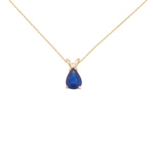 direct-jewelry don't forget the dash 14k yellow gold pear shaped sapphire pendant with 18" chain and gift box