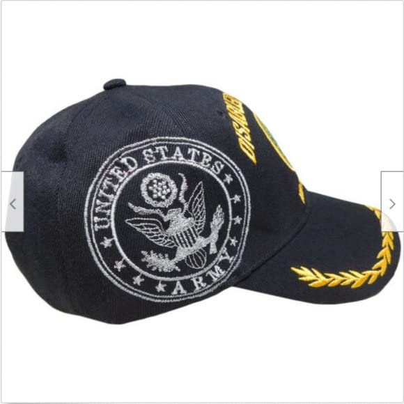 Disabled US Army Baseball Cap, Black Hat, Proud of It with Golden Wreath